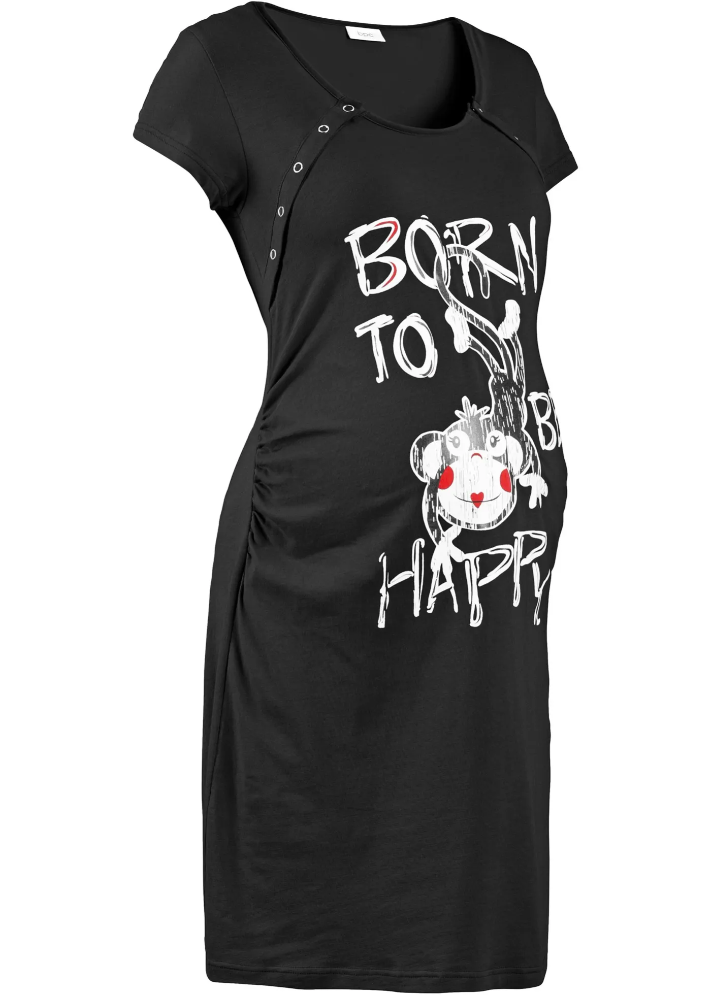 Camicia da notte allattamento in cotone sostenibile (Nero) - bpc bonprix collection - Nice Size