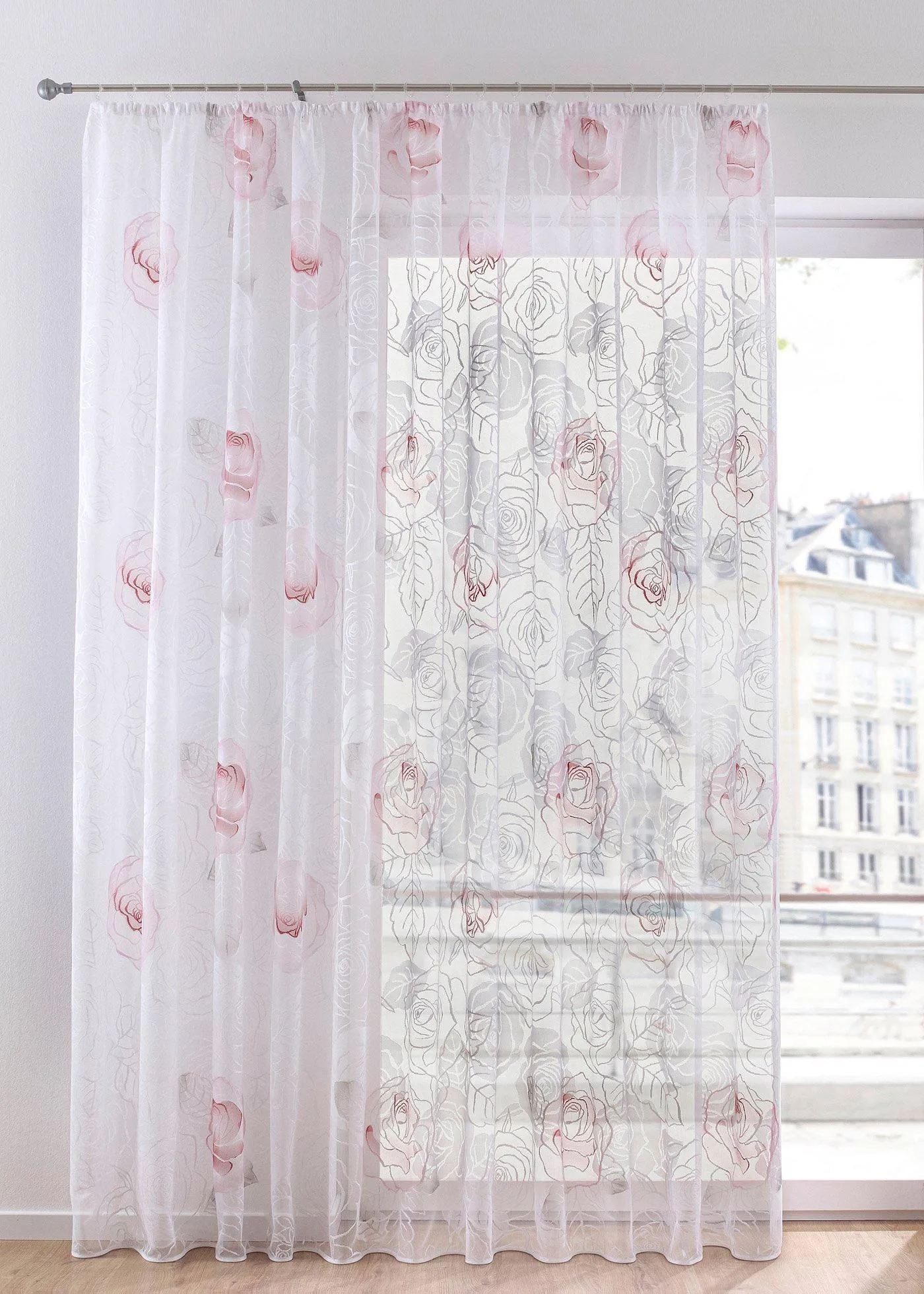 Tenda jacquard a rose (Bianco) - bpc living bonprix collection