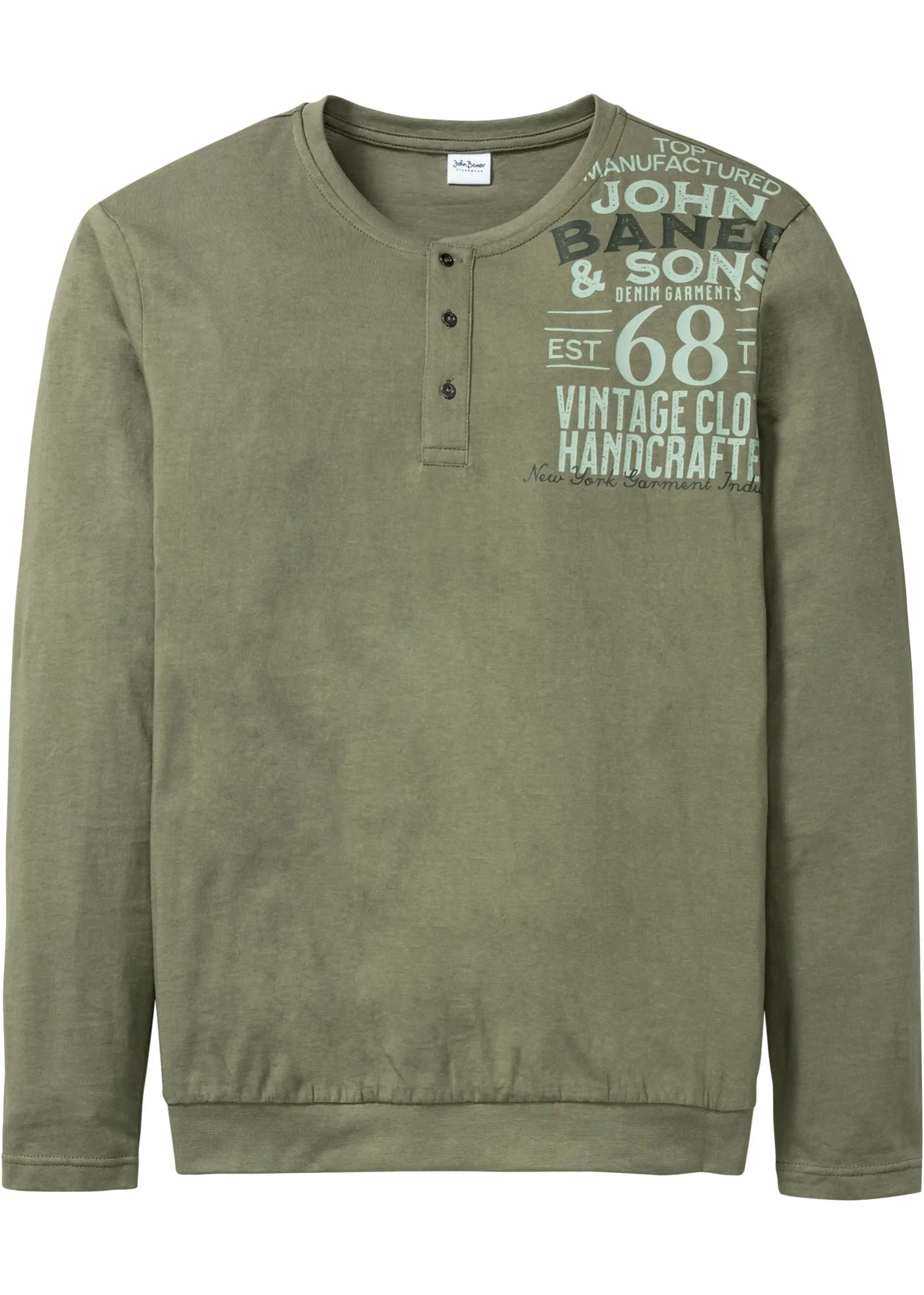 Maglia serafino a maniche lunghe con taglio comfort (Verde) - John Baner JEANSWEAR