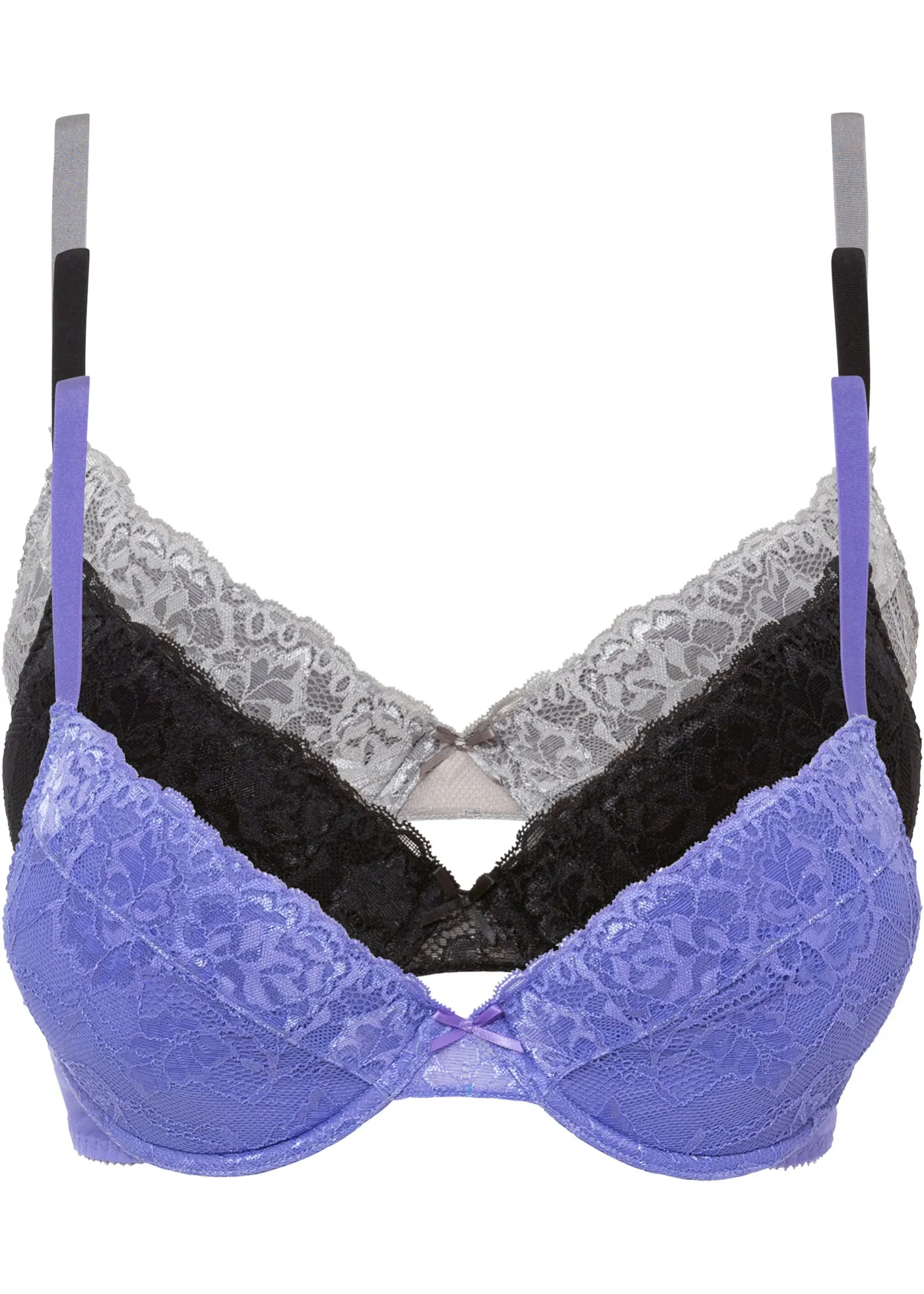 Reggiseno push-up con ferretto (pacco da 3) (Nero) - BODYFLIRT