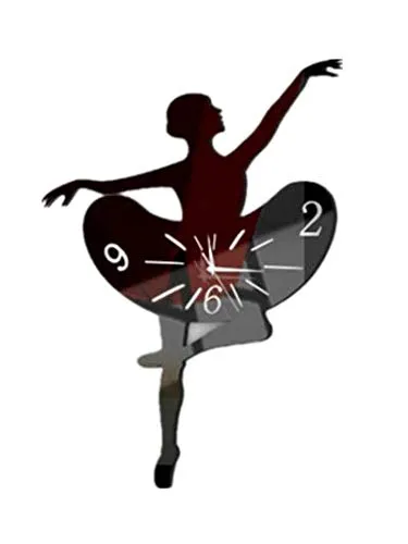 PANGUN Balletto Danza Parete DIY Orologio Bella Parete Decorativo Orologio Acrilico Wall Clock-Nero