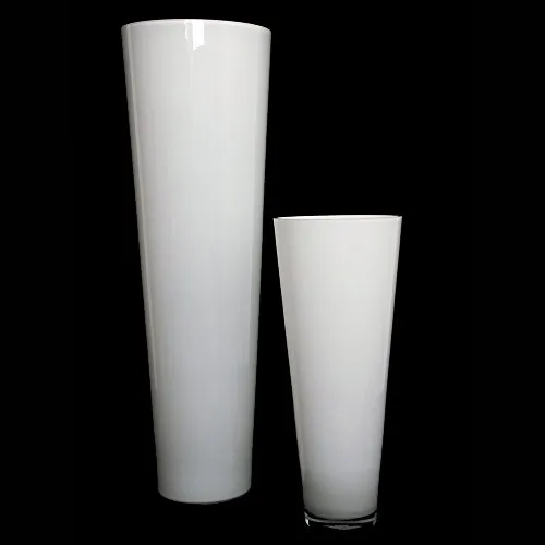Vaso cilindrico conico in vetro bianco 70cm Ø 22,5cm. Vaso da terra in vetro grande Vaso deco grande moderno Vaso in vetro rotondo come vaso da fiori grande Vaso da terra bianco in vetro opale da Glaskönig