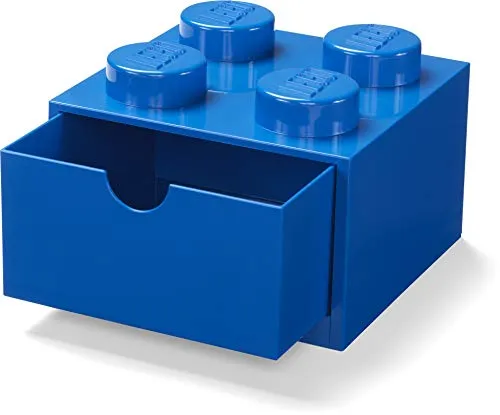 Lego Scrivania Cassetto 4 Manopole Impilabile Scatola Portaoggetti, Blu, One Size