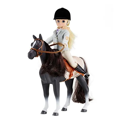 Lottie Bambola Set with Horse - Doll & Pony - Capelli biondi e Occhi Azzurri e Pony con Criniera Nera