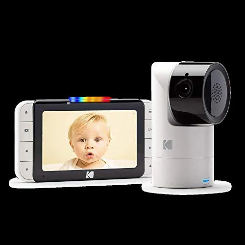 Baby monitor video KODAK CHERISH C525 app mobile - Telecamera WiFi Pan/Tilt/Zoom ad alta risoluzione, display HD da 5, audio bidirezionale, visione notturna, portata a lungo raggio