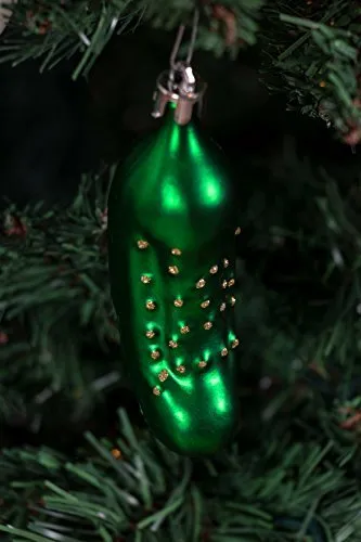 Clever Creations Decorazioni Albero di Natale - Resistenti agli Urti - Forma a cetriolino - Altezza 11 cm - Confezione da 3