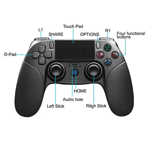 Controller PS4, JFUNE Controller di Wireless Bluetooth Controller di Gioco a Doppio Shock per PlayStation 4 e PlayStation 3