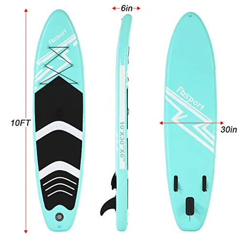 FBSPORT Tavola da SUP, Stand Up Paddling SUP Board Gonfiabile Spesso 15 cm, Pagaia Regolabile, Set Tavola Remo Laccio Zaino Pompa