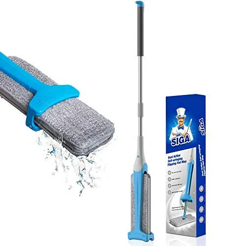 MR. SIGA Dual Action Self-wringing Flipping Flat Mop - Wet & Dry Mopping in 2 side, Size 12.5''X 4.3'' (32 x 11cm)