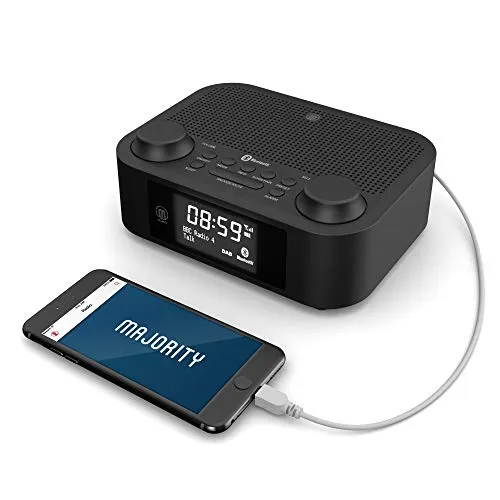 Majority Fulbourn II DAB + DAB Radio digitale, radio FM, Bluetooth wireless, doppia sveglia - Doppia ricarica USB (nero)