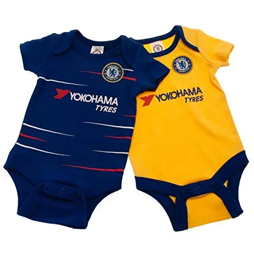 Chelsea FC - Set da 2 Body per Neonati (12-18 Mesi) (Blu/Giallo)