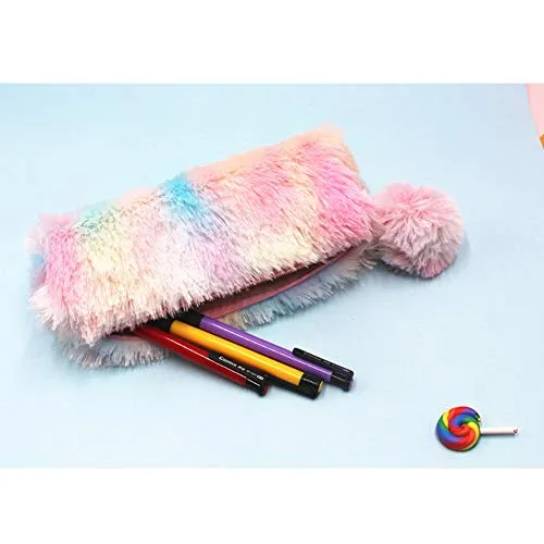 Astuccio Portapenne Paillettes Sacchetto Della Penna Della Cassa Di Matita Grande Capacit Borsa di Immagazzinaggio Della Cancelleria Astuccio in Peluche Colore Arcobaleno per Studente