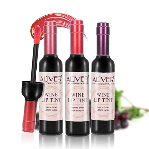 6 colori vino Lip Tint, rossetto liquido naturale Long Lasting Mini Make Up Lip Gloss Matte Lip Sticks Bottiglia di vino