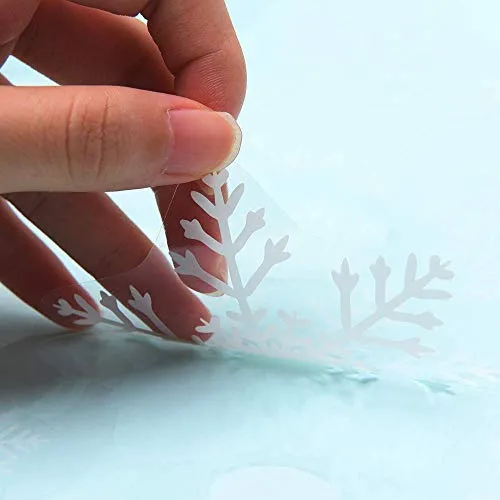 Sinwind Vetrofanie Natale, Adesivi Natalizi per Finestre, Fiocco di Neve Stickers da Vetro Finestra Vetrina Natale Decorazione, Fantastiche Adesivi Statici in PVC