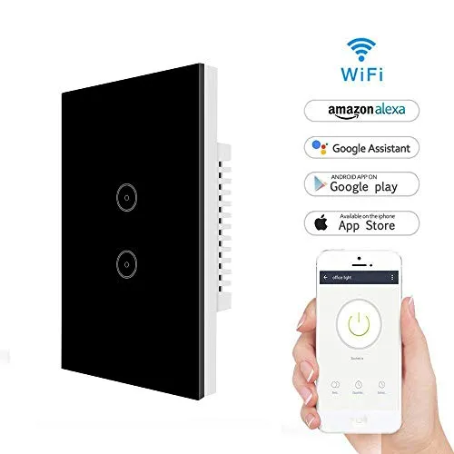Applique da parete Jinvoo smart Wi-Fi Touch pannello US 2, smart time switch, compatibile con iOS e Android, con Alexa Echo e Google Smart Assistant, powered by Tuya, smart life