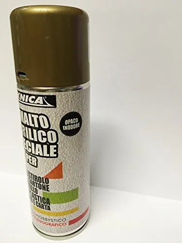 Vernice spray Oro -Smalto Acrilico per Polistirolo-Cartone-Metallo-plastica-Vetro-Carta- Bomboletta 200ml Decorazioni Hobbistica