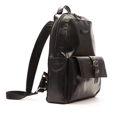 The Bridge Zaino Backpack Porta Pc fino a 14" pelle leather made in Italy man uomo spallacci regolabili chiusura zip 30X39X14 Cm 46300701-Nero