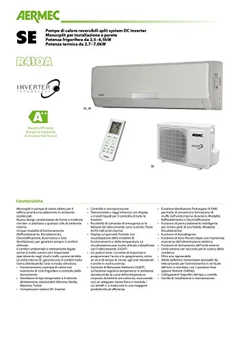 Monosplit Climatizzatore/Condizionatore AERMEC Ad Inverter 18000 BTU - 5,0 kE A++/A+ SLG500/SLG500W