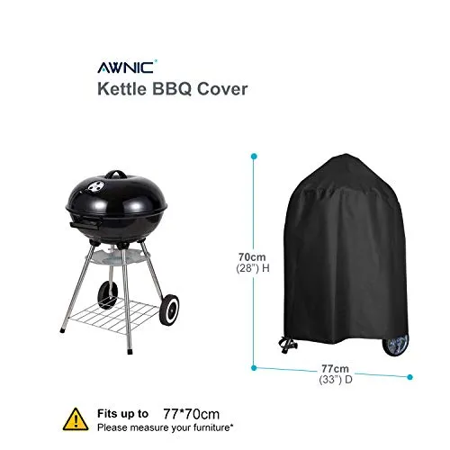 AWNIC Telo Copri Barbecue Copertura per Barbecue Rotondo Resistente allo Strappo Impermeabile 210D Oxford Ø77X70cm