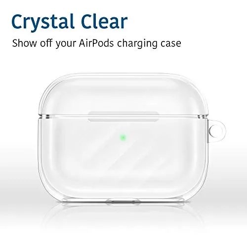 ESR Cover per Custodia di Ricarica AirPods Pro, Cover in TPU Protettiva Trasparente con Portachiavi [LED Anteriore Visibile][Supporta Ricarica Wireless] per AirPods Pro 3a generazione,Trasparente