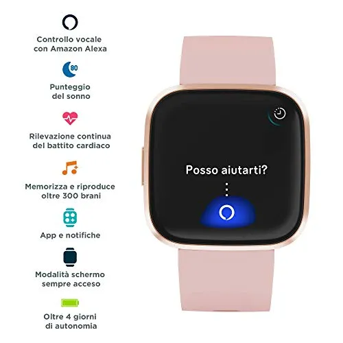 Echo Dot (3ª generazione) - Altoparlante intelligente con integrazione Alexa - Tessuto antracite + Fitbit Versa 2 Rosa cipria/Rame rosa