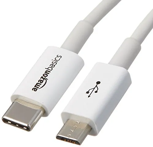 AmazonBasics - Cavo USB-C a Micro B 2.0, 15,2 cm, colore bianco