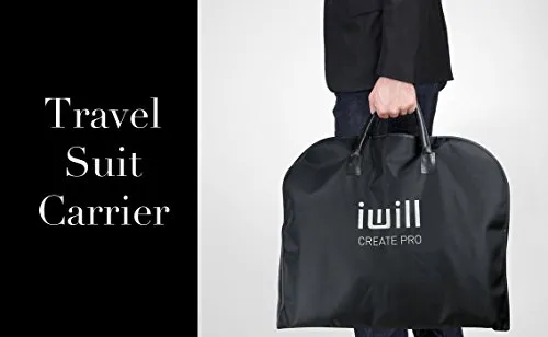 iwill CREATE PRO - Borsa per abito da viaggio pieghevole, borsa da viaggio per indumenti, copri abito, 100 cm, nero