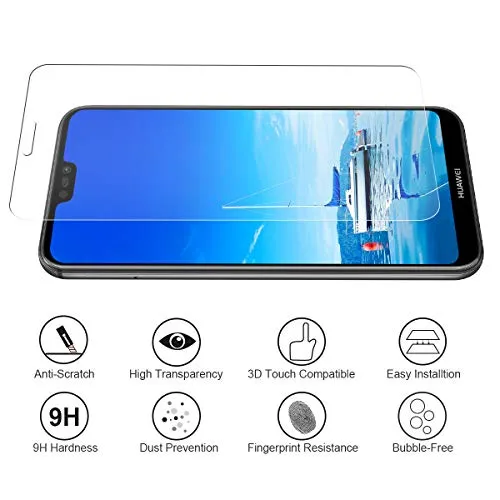 CRXOOX [3 Pezzi] Vetro Temperato per Huawei P20 Lite, [Anti Graffio/Ultra Resistente] - [Facile da installare] [Senza Bolle d'Aria] [3D Touch / 9H Durezza] - per Huawei P20 Lite - Trasparente