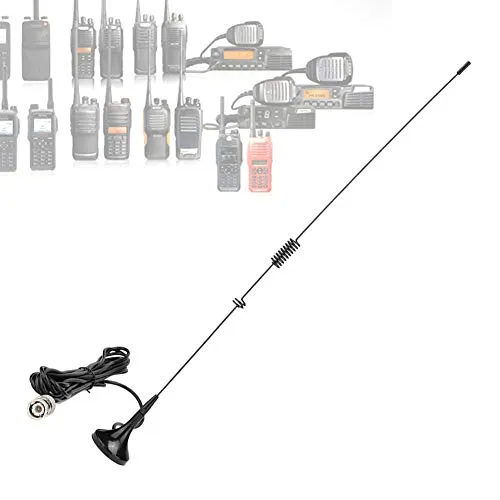 ASHATA Antenna per Auto, 3.0dB/2.15dB Antenna ad Alto Guadagno, UT-106UV BNC Dual Band U + VHF Antenna per ICOM YAESU per Kenwood per BAOFENG Radio N7W3