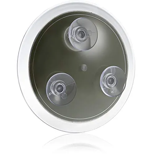 Fantasia - Specchio con 3 ventose, acrile con anello d'argento, ingrandimento 7x, diametro: 19 cm