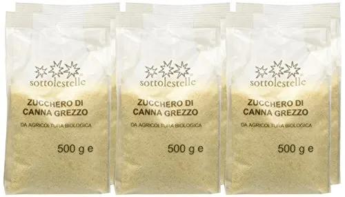 Sottolestelle Zucchero di Canna Grezzo 500 gr - 6 confezioni da 500gr - Totale  3 kg