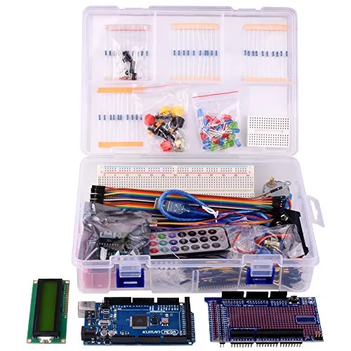 kuman Mega 2560 Project The Most Complete Ultimate Starter Kit with Tutorial, Mega 2560 Controller Board, LCD1602, Servo, Stepper Motor for Arduino Mega 2560