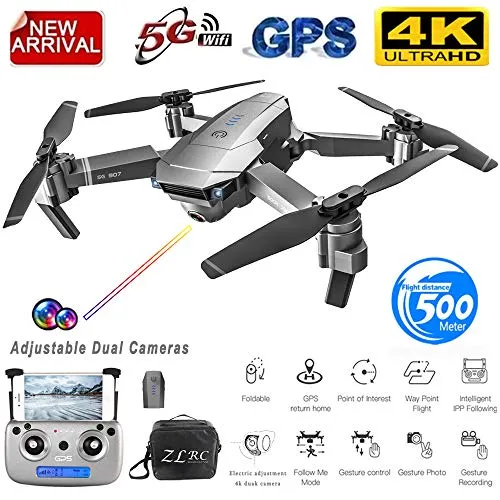 ETbotu Pieghevole Drone, Drone SG907 GPS con fotocamera 4K 5G Wifi RC Quadcopter flusso ottico Mini Dron 1080P HD Drone pieghevole Batteria 4K 1