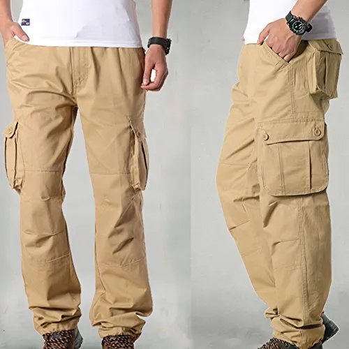 MERICAL Uomini Pocket Tuta Casuale di Sport della Tasca di Lavoro Pantalone Pants(Cachi,29)