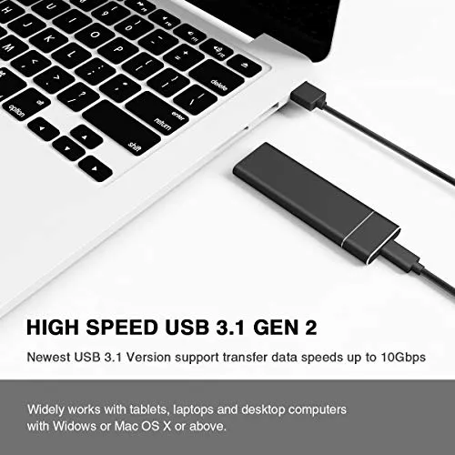 6amLifestyle M2 NGFF USB C 3.1 per 2230/2242 / 2260/2280 Key B o B & M SSD, M.2 SATA a USB C Adattatore 10 Gbps, Nero