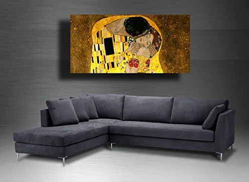 Quadro KLIMT ABBRACCIO particolare Albero della Vita periodo oro RIPRODUZIONE STAMPA SU TELA XXL Quadri Moderni Arte Cucina Soggiorno Camera da letto (50x100 cm)