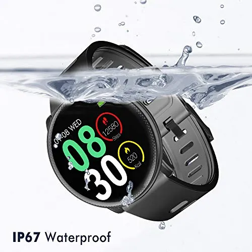 Smartwatch, UMIDIGI Bluetooth Smart Watch per Uomo Donna Bambini Compatibile Android iOS, tracker attività fitness IP67 impermeabile con cardiofrequenzimetro (2 cinturini)