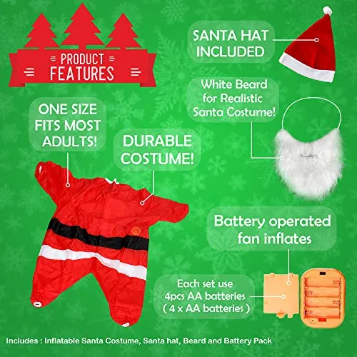 THE TWIDDLERS Costume Gonfiabile di Babbo Natale (per Adulti) - Vestito Uomo Perfetto per Feste di Natale - Accessorio Divertente per Natale