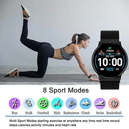 Smartwatch Orologio Fitness Uomo Donna Impermeabile IP68 Smart Watch Cardiofrequenzimetro per Android iOS + Sport Cuffie wireless Bluetooth Auricolari wireless 5.0 in-ear Running DUODUOGO K9