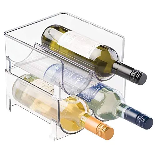 mDesign set da 2 portabottiglie vino - portabottiglie in plastica - porta vino impilabile per 4 bottiglie - Colore: trasparente