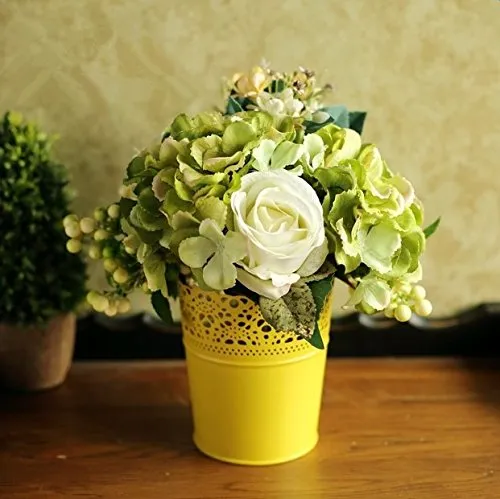 Outflower Simple Hollow design bianco plastica vaso da fiori per, decorazione di casa e ufficio, White, 14*10*7CM