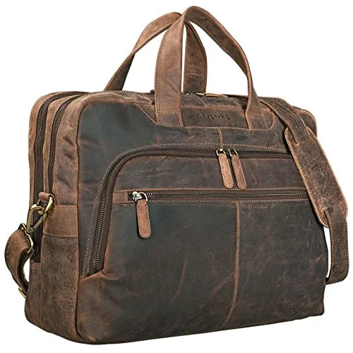 STILORD 'Lias' Borsa da lavoro e per Pc portatile 15,6 pollici in pelle Ventiquattrore con tracolla Portadocumenti per ufficio vintage uomo donna, Colore:marrone medio