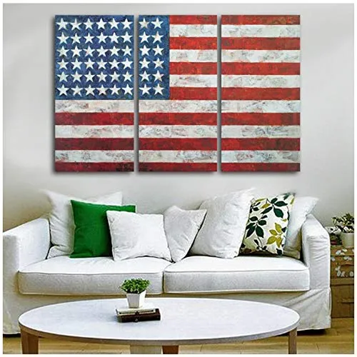 hdbklhjxk Dipinti su Tela Decorazioni per la casa Soggiorno Moderno 3 Pezzi Bandiera USA Immagini HD Stampe Bandiera Americana Vintage Poster Wall Art 40x80cmx3 Senza Cornice