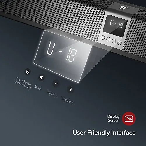 Soundbar Bluetooth TaoTronics con Schermo Display da 100,6 cm, Speaker Bluetooth Con e Senza Cavo per TV (2 Woofer Altoparlanti, 3 Metodi di Connessione, Ingressi da 3.5mm, RCA, Ottico e Coassiale)