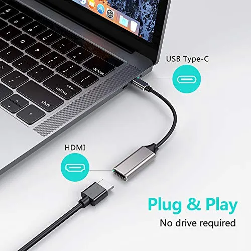 USB C a HDMI, Adattatore da USB C a HDMI 4K,Tipo C a HDMI Cavo HDMI Adattatore Leggero e portatile,type C HDMI Cable per iPad Pro MacBook2018/2017/2016,Huawei Mate,ect.