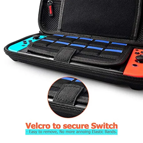 Hestia Goods Custodia per Nintendo Switch - 20 cartucce di gioco Custodia protettiva da viaggio custodia rigida per Nintendo Console e accessori, nero