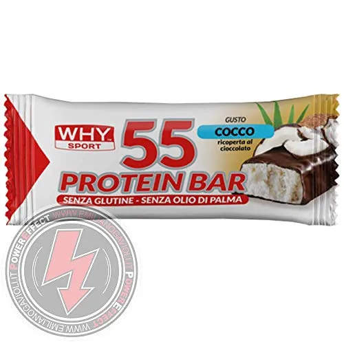 Why Sport Protein Bar 12 Barrette Proteiche da 55 gr. con Vitamine ottime come Pasto Sostitutivo gusto COCCO