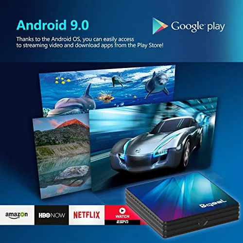 Bqeel Android 9.0 TV Box R1 PLUS, 4GB RAM+64GB ROM / CPU RK3318 Quad-Core 64bit /Dual WIFI 2.4/5G + 100M LAN, TV box android AV/Dolby H.265 3D 4K UHD Smart TV box