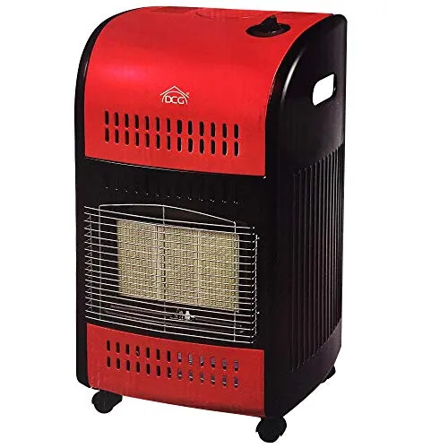 Stufa a Bombola Gas 15Kg In Metallo con Pannello Infrarossi A 3 Livelli Con Piastre Ceramica 4,2Kw Con 4 Rotelle Portatile (Rosso)