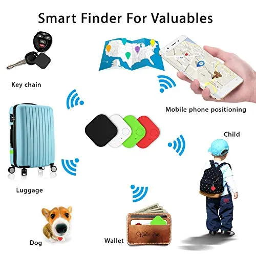 Key Finder, Phone Finders portafoglio Finder, Bluetooth Pet Trackers borsa bagaglio Tracker anti perso promemoria funziona con Android e iOS (4 pezzi)